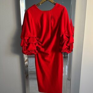 Alberto Makali Vibrant Red Long Sleeve Dress. Size 8. New no tags